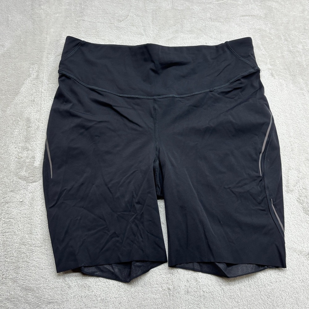 Lululemon Base Pace HR Biker Short 8" Women 14 Black Reflective Running Training